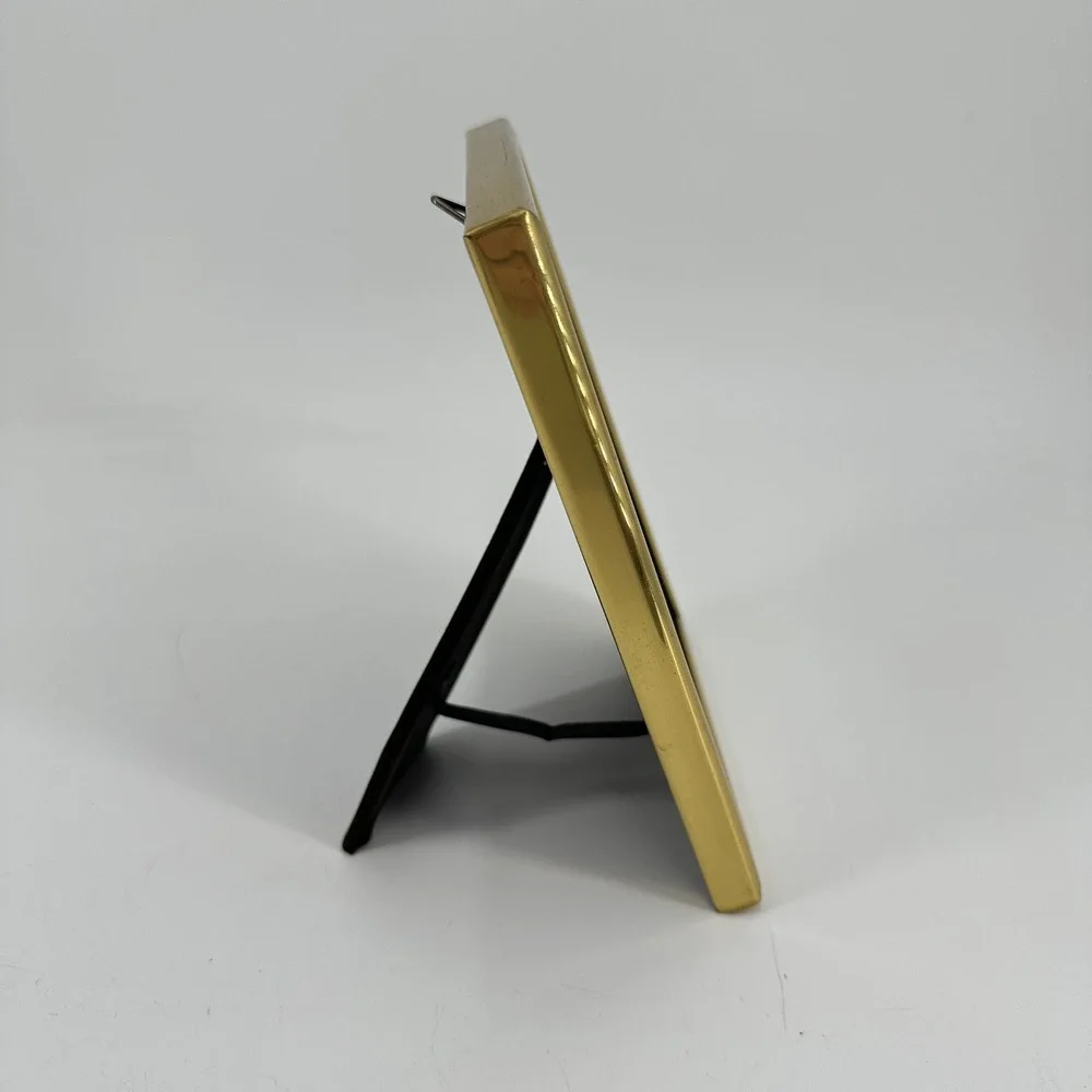 Vintage Gold Tone Metal 5x7 Tabletop Picture Frame with Velvet Back